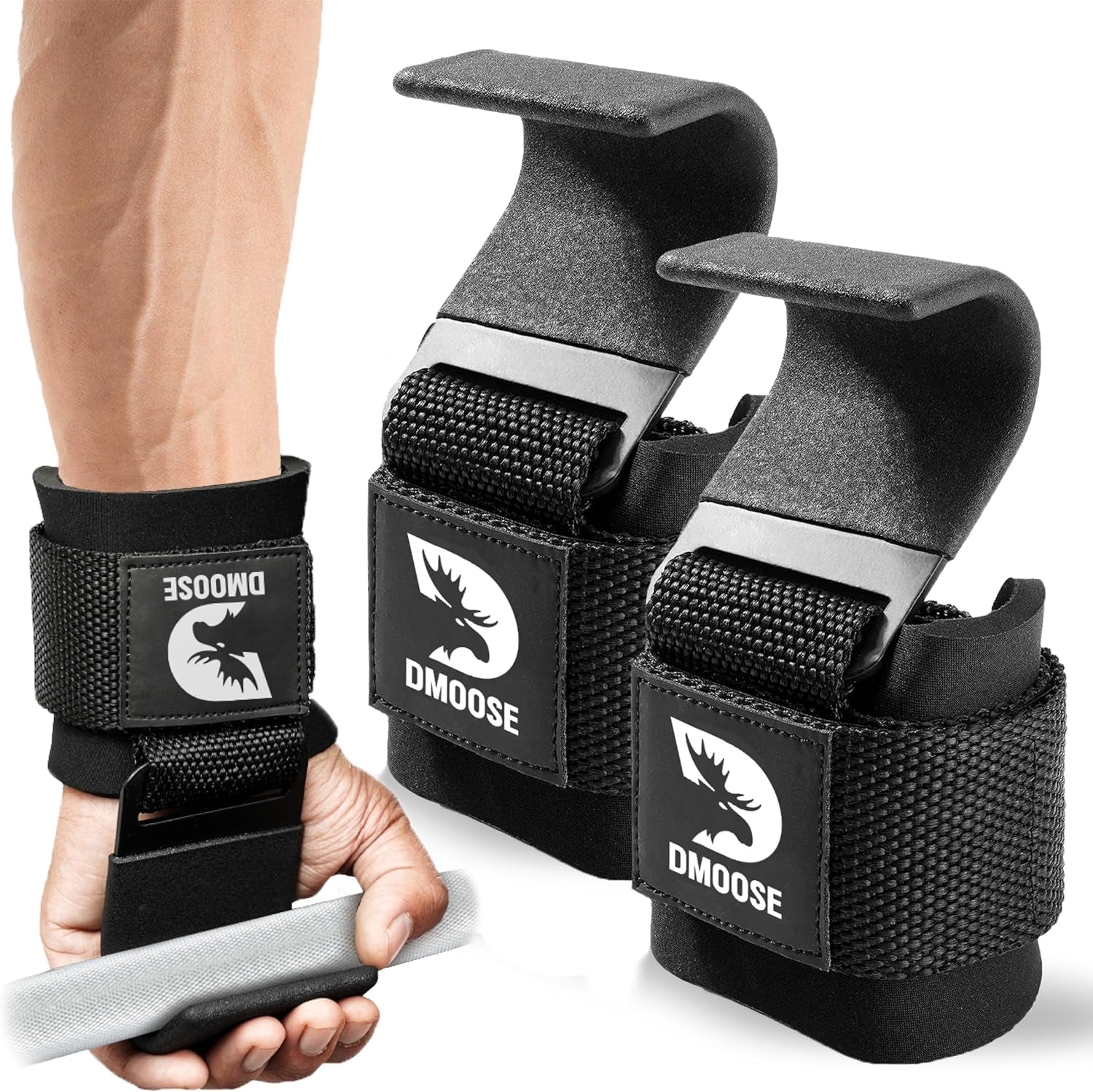 DMOOSE FITNESS Weight Lifting Hooks for Men & Women