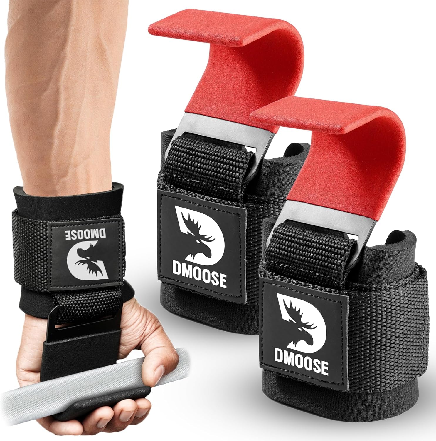 DMOOSE FITNESS Weight Lifting Hooks for Men & Women