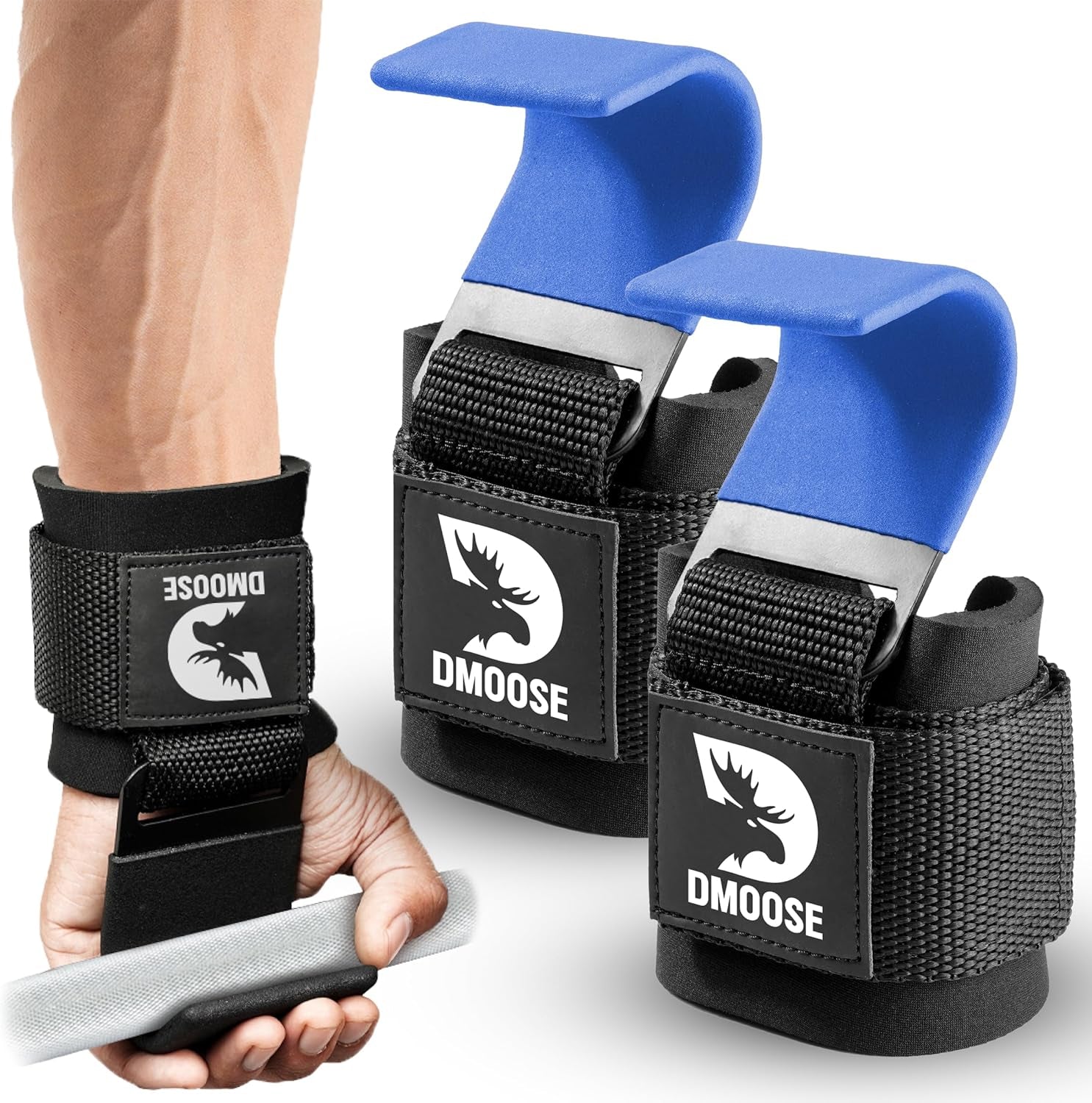 DMOOSE FITNESS Weight Lifting Hooks for Men & Women