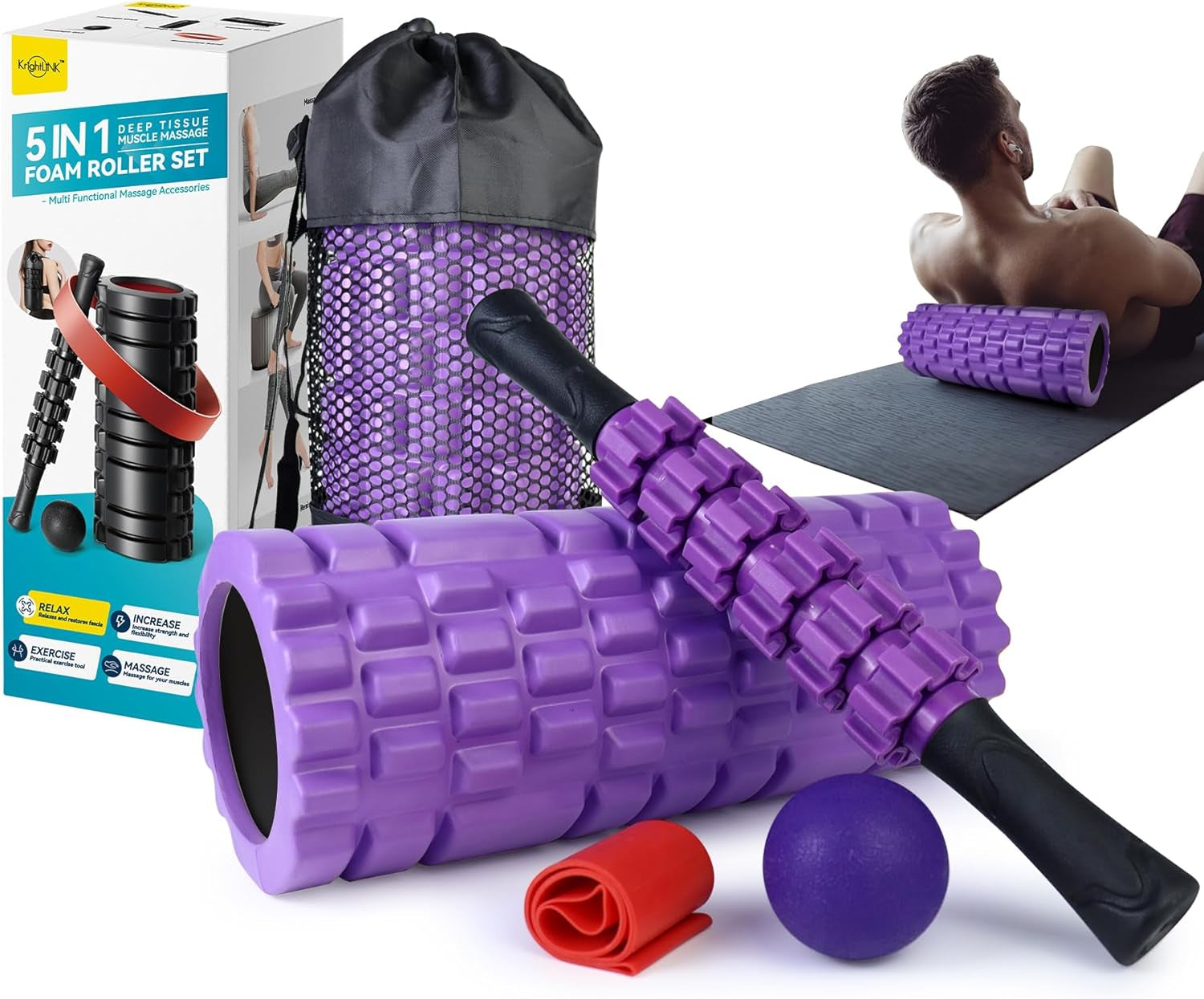 KRIGHTLINK 5 in 1 Foam Roller Set