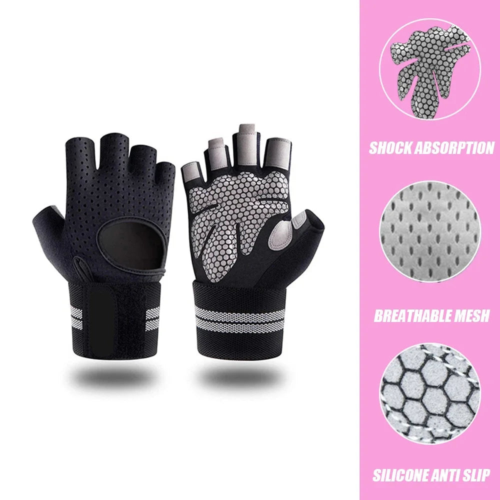 BRACEFULL Half Finger Gym Fitness Gloves