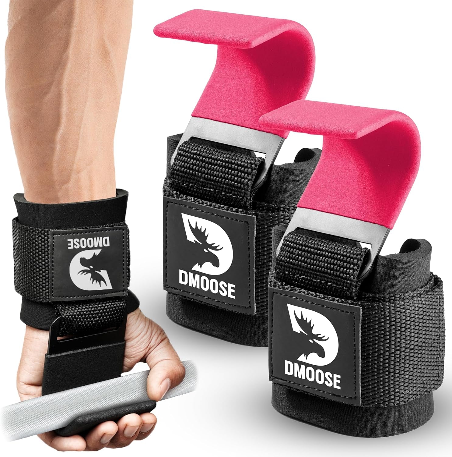 DMOOSE FITNESS Weight Lifting Hooks for Men & Women