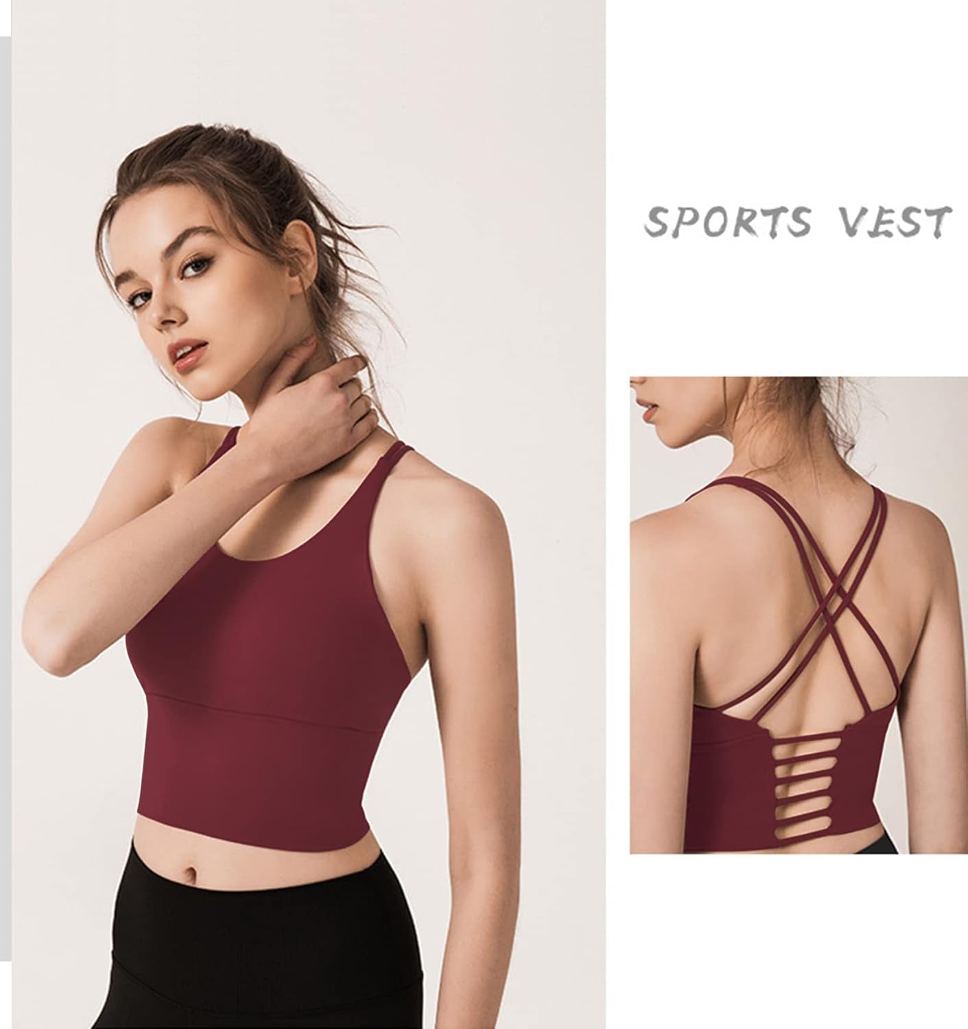 REDQUENTING Longline Sports Bra for Women