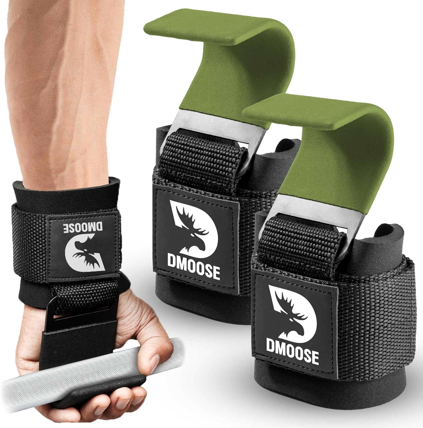 DMOOSE FITNESS Weight Lifting Hooks for Men & Women