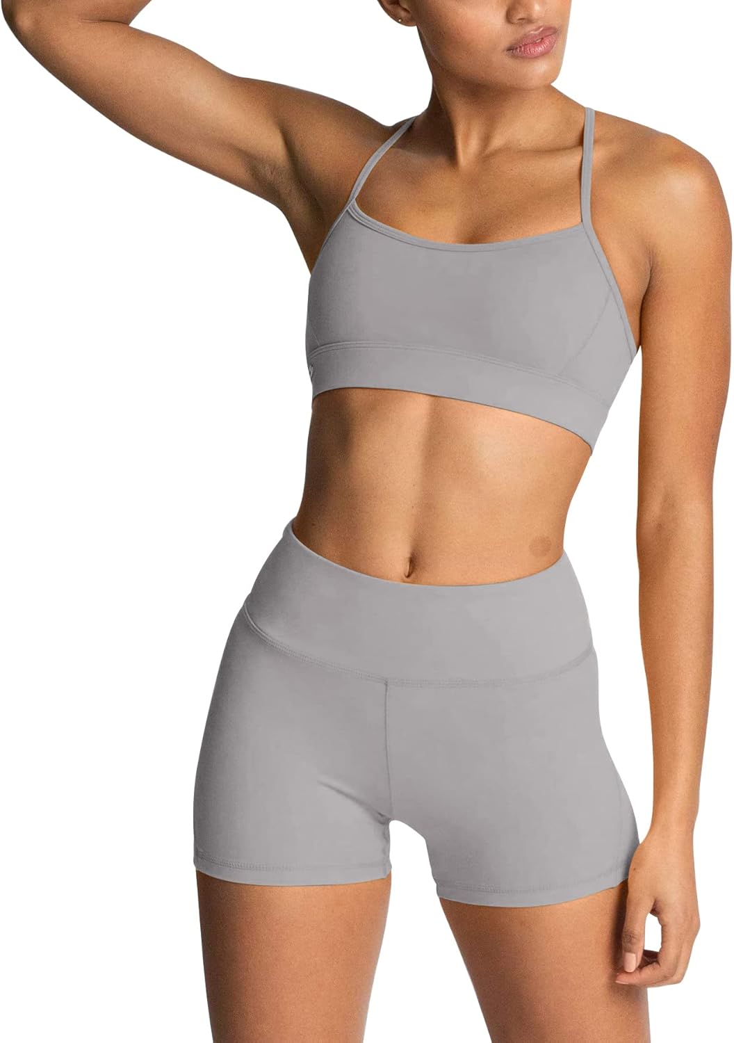 Women'S Workout Sets 2 Piece Yoga Outfit High Waisted Biker Shorts Leggings Sports Bra Gym Fitness Clothes Tracksuit