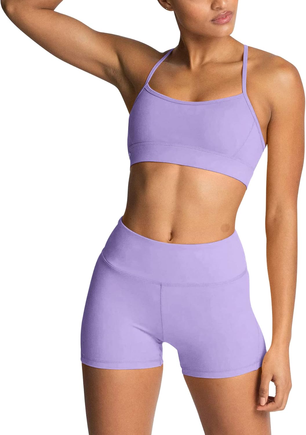 Women'S Workout Sets 2 Piece Yoga Outfit High Waisted Biker Shorts Leggings Sports Bra Gym Fitness Clothes Tracksuit