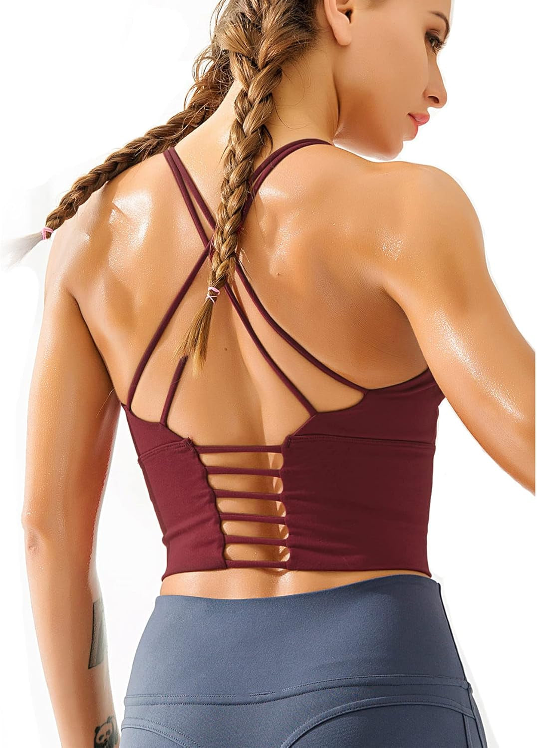 REDQUENTING Longline Sports Bra for Women 