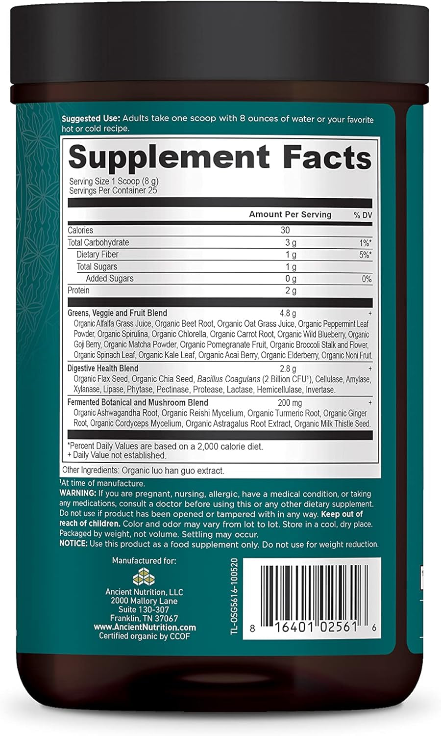 ANCIENT NUTRITION Super Greens Powder 