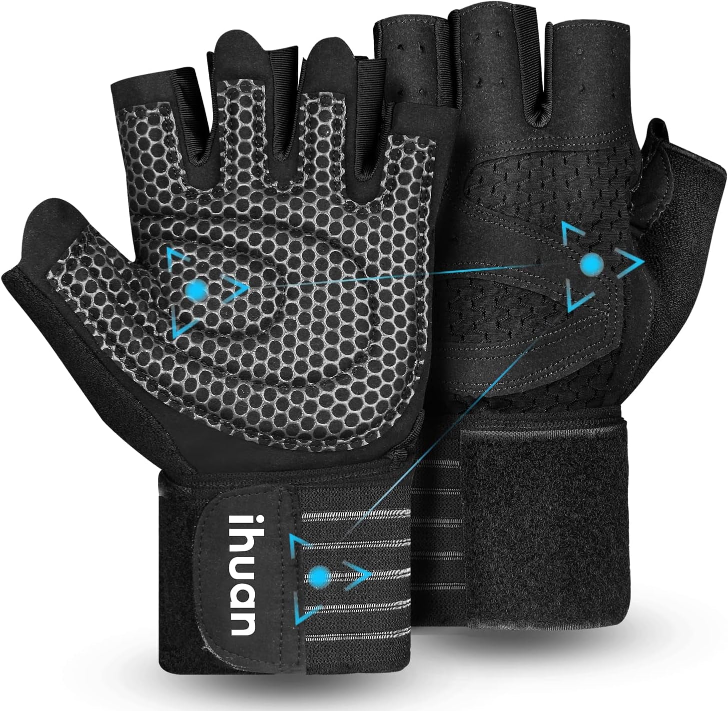 IHUAN Ventilated Weight Lifting Gloves 